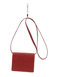 BOTTEGA VENETA◆ミニカセット/ショルダーバッグ/レザー/RED