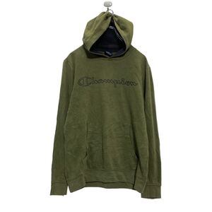 Champion ロゴスウェット パーカー XL 160～ キッズ オリーブ チャンピオン プルオーバー 裏起毛 古着卸 アメリカ仕入 a607-5246