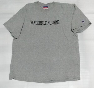 ☆Champion.COM TEEサイズXL 半袖Tシャツ ラバー黒VANDERBILT NURSINGプリントAUTHENTICスポーツATHLETICファッション ティー チャンピオン