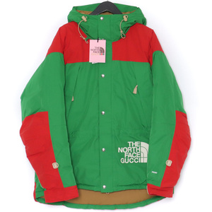 未使用 GUCCI × THE NORTH FACE マウンテンガイドダウンジャケット L グリーン 663758 XLX45 グッチ ザノースフェイス ロゴ刺繍ツートーン