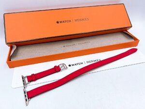 【新品同様】 HERMES Apple Watch ベルト アトラージュ・ドゥブルトゥール 41mmケース用 Z刻印 2重 レザ- 赤 RED 【AJ054】