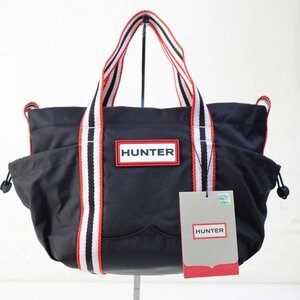 新品！HUNTER ハンター パッチワークミニトートバッグ ショルダーバッグ ナイロン ブラック☆984v18