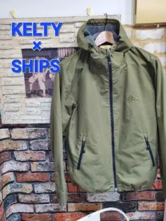 KELTY × SHIPS オリーブグリーン フードジャケットS 裏起毛