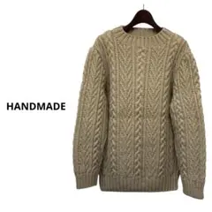 HANDMADE KNIT ハンドメイドニット　ケーブル網ニット　ゆったりニット