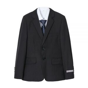 ♪ｍineka♪セール 訳有品 男子スーツ5点セット フォーマル 紳士服 ジャケット ベスト スラックス 入卒式 黒縦縞 145CM 150CM 416/64