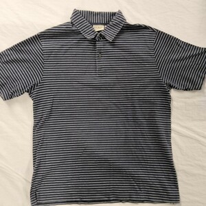 LLBEAN LLbean LL ビーン 半袖　ボーダー　ポロシャツ　ネイビー　ホワイト　M スムース　襟付　半袖　tシャツ navy white polo shirt 