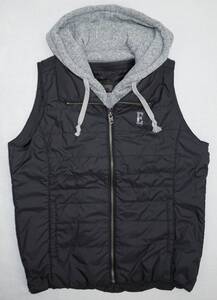 エドウィン ゴルフ レディース レイヤード ベスト Sサイズ 定価24840円 ブラック 黒 EGL PADDING LAYERED VEST 中綿 フード 2WAY