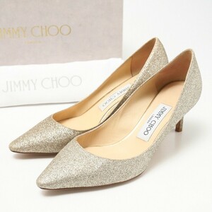 SGQ3291*イタリア製*JIMMY CHOO ジミーチュウ《Romy 60》Size 36 グリッター パンプス シューズ 靴 シャンパンゴールド系