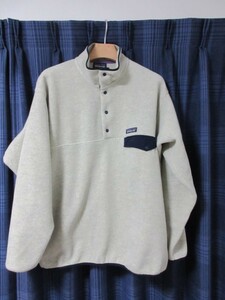 ☆自宅室内での試着のみ☆Patagonia/パタゴニア　メンズ　シンチラスナップT　プルオーバー Oatmeal Heather　オートミール　L　フリース