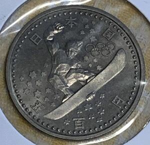 ●【新品】【未開封】長野オリンピック記念（第1次）500円白銅貨幣　平成9年（1997年）、スノーボード、五百円貨幣　コインケース入り