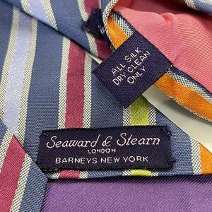 Seaward & Stearn（シーワードアンドスターン）× Barneys New York(バーニーズニューヨーク) ネイビーマルチカラーストライプネクタイ