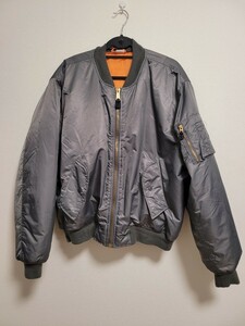 used fox outdoor products MA-1フライトジャケット ブルーグレー 2XL 古着 ミリタリー ナイロンジャケット 