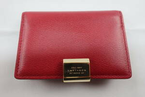 ★同梱不可【B送900円】　155　SMYTHSON　スマイソン　カードケース　名刺入れ　レザー　イタリア製　赤