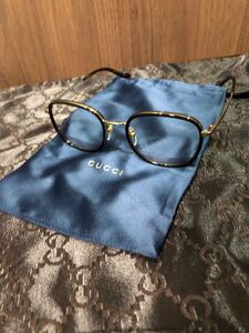 1円〜 GUCCI グッチ メガネ めがね 美品 度入り 中古品 純正 ケース 巾着袋 52 20-145 フレーム日本製 ブランド フレーム 使用感少ない