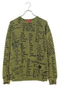 シュプリーム SUPREME 23SS Gonz Poems Sweater サイズ:M ゴンズポエム総柄ニット 中古 NO05