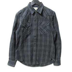 MISTER FREEDOM × SUGAR CANE ミスターフリーダム 長袖ウエスタンシャツ 9oz INDIGO&COVERT CHECK DUDE BLACK/BLUE GRAY S 27107776