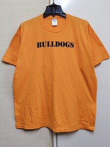 [送料無料](t22f2)XLステンシル文字bulldogsブルドッグスusaアメリカ輸入古着半袖プリントTシャツオーバーサイズゆるだぼ