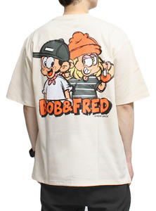 【新品】 L ナチュラル NEW JACK(ニュージャック) 半袖 Tシャツ メンズ BOB＆FRED イラスト プリント ビッグシルエット クルーネック カッ