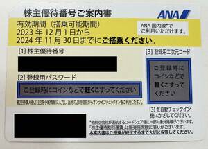 ANA 国内線 株主優待券 有効期間 2024年11月30日まで コード通知