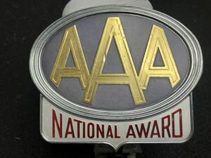 レア　ビンテージ　カーバッジ　　エンブレム　バンパーバッジ　60年代？　当時物　　AAA　NATIONAL　AWARD　 アンティーク　コレクション