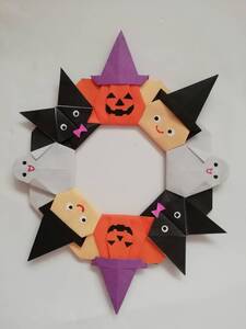 折り紙 ハロウィンのリース☆☆壁面飾り☆ハンドメイド☆年中行事・秋