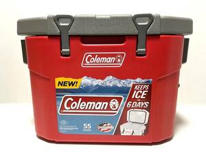 Colemanコールマン55Quart Heavy Duty Super Coolerハード クーラーBOX 52L 大型 まな板付Red赤レッド米国製MADE IN USA新品 送料込 55QT