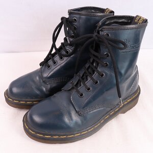 英国製 ドクターマーチン UK4/22.5cm-23.0cm 位/8ホール 紺 ネイビー ブーツ dr.martens ユニセックス レディース 中古 dh4167