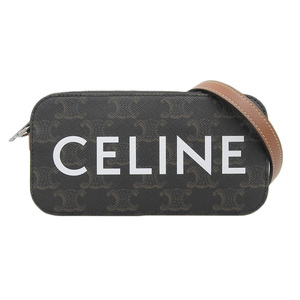 セリーヌ CELINE ホリゾンタルポーチ ショルダーバッグ トリオンフキャンバス/レザー タン 美品 新入荷 OB2118