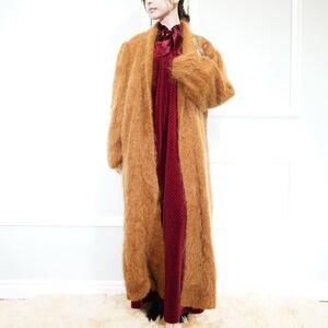 *SPECIAL ITEM* EU VINTAGE LONG KID MOHAIR DESIGN LONG COAT MADE IN TURKEY/ヨーロッパ古着ロングキッドモヘアデザインロングコート