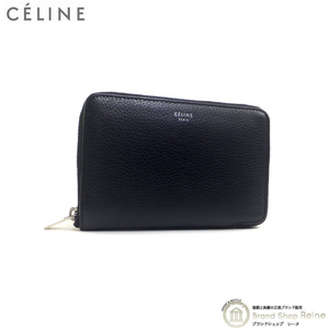 セリーヌ （CELINE） ミディアム ジップ ウォレット ラウンドファスナー 二つ折り 財布 10439 ブラック×イエロー（中古）