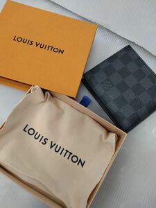 イニシャル入り LOUIS VUITTON 二つ折り財布 ダミエ ルイヴィトン ダミエグラフィット ポルトフォイユ 財布 札入れ 小銭入れ ブラック 黒