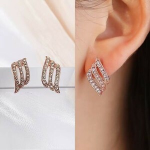 ★ オシャレ キラキラ ピアス ☆ ジュエリーイヤーカフ 耳飾り イヤリング レディース 可愛い アクセサリー 両耳用 ピンク金 a5