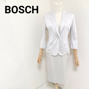 ボッシュ BOSCH 美品 上質 スカートセットアップ テーラードジャケット タイトスカート グレージュ 38 M カジュアル オフィス レディース