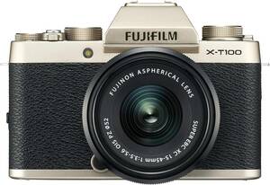 富士フイルム(FUJIFILM) ミラーレス一眼 X-T100レンズキット シャンパンゴ (中古品)