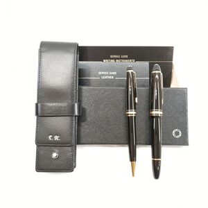 MONTBLANC モンブラン 万年筆＆ボールペン 箱・レザーケース(イニシャル入り) ペン先14K ◆3118/静岡清水店