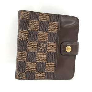 【中古】LOUIS VUITTON コンパクトジップ 二つ折り財布 ダミエ エベヌ N61668