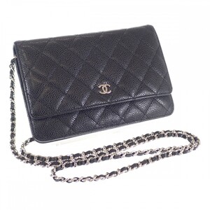 【中古】【Aランク】シャネル CHANEL マトラッセ クラシック チェーンウォレット ココマーク A33814_Y01864_C3906 キャビアスキン ブラック