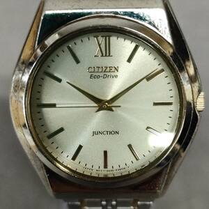 060903 274470 CITIZEN シチズン Eco-Drive エコドライブ E030-K14897 シルバーカラーベルト ソーラー メンズ 腕時計 稼働品 USED品