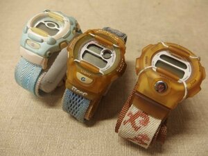 0640130a【CASIO Baby-Gまとめて3点】ジャンク品/通電未確認/電池切れ/腕時計/BG-370BGR-220WCBG-350