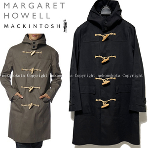 希少 美品 マーガレットハウエル マッキントッシュ コラボ ゴム引き ダッフルコート S 黒 メンズ MARGARET HOWELL MACKINTOSH 定価17万