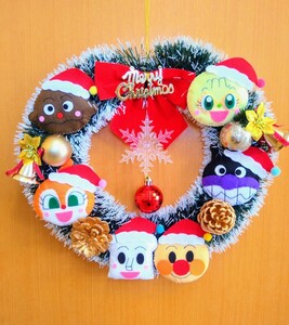 フェルト★アンパンマン風★クリスマスリース★壁飾り★ハンドメイド♪　