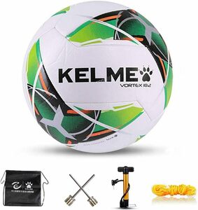  KELME サッカーボール VORTEX18.2 ホワイト×ネオングリーン 4号球/5号球 人工皮革