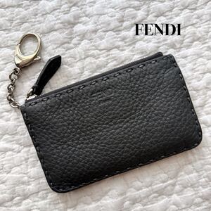 美品■フェンディ FENDI コインケース カードケース セレリア レザー グレー 