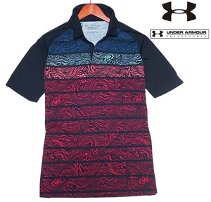 新品!! アンダーアーマー UA アイソチル 半袖 ポロシャツ ブラック (XL) 送料安☆UNDER ARMOUR ゴルフ サイコストライプ 吸水速乾 黒 LL★