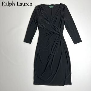 良品 LAUREN RALPH LAUREN ローレンラルフローレン ロングドレス ワンピース　膝下丈　スリット ブラック　サイズ6 レディース