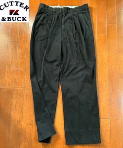 ★CUTTER&BUCK カッター＆バック★コットン素材ブラックカラーメンズロングツータックパンツ/82