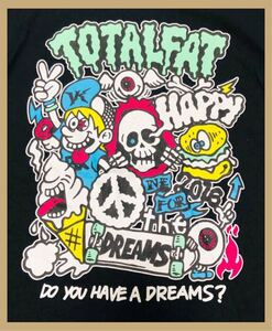 1671●RX-RECORDS●TOTALFAT トータルファット ビッグロゴ キャラクタープリント バンドT ロックT ブラック L