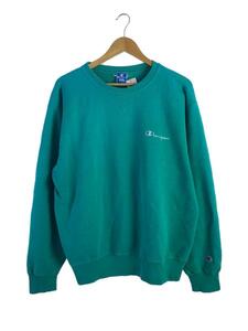 Champion◆90s/青タグ/リバースウィーブ/クルーネック/ロゴ刺繍スウェット/XL/コットン/GRN/無地