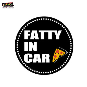 カーステッカー FATTY in CAR ブラック 7cm おでぶちゃんが乗っています ぽっちゃり乗車中 デブ活 ユーモア 痛いシール ダイエット