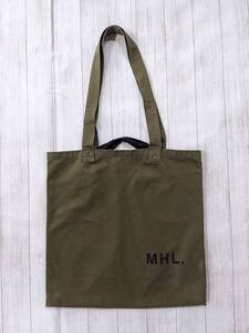 MHL./エムエイチエル/マーガレットハウエル/WASHED WAXED COTTON TOTE BAG/ワックスドコットン ロゴトートバッグ